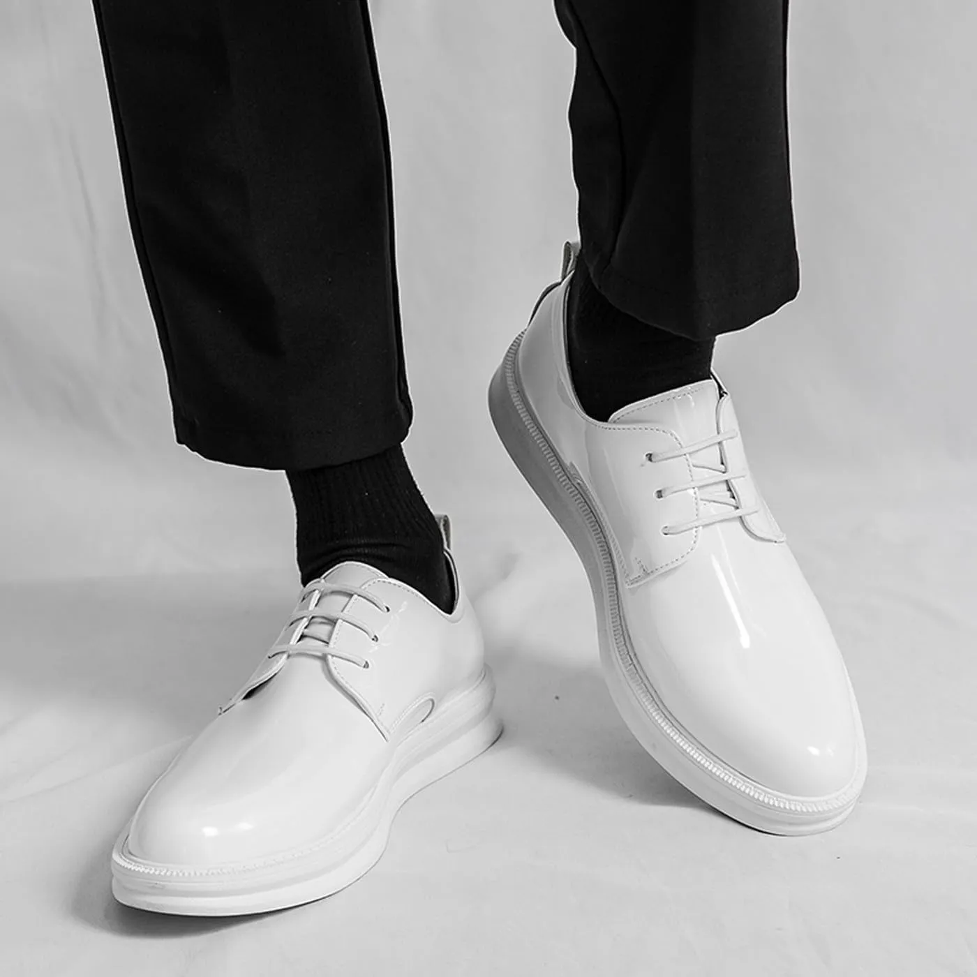 Mens Sneakers Black Prom Dress Oxfords Tuxedo Leather Derby Fashion Business Comfortable Casual Walking Shoes