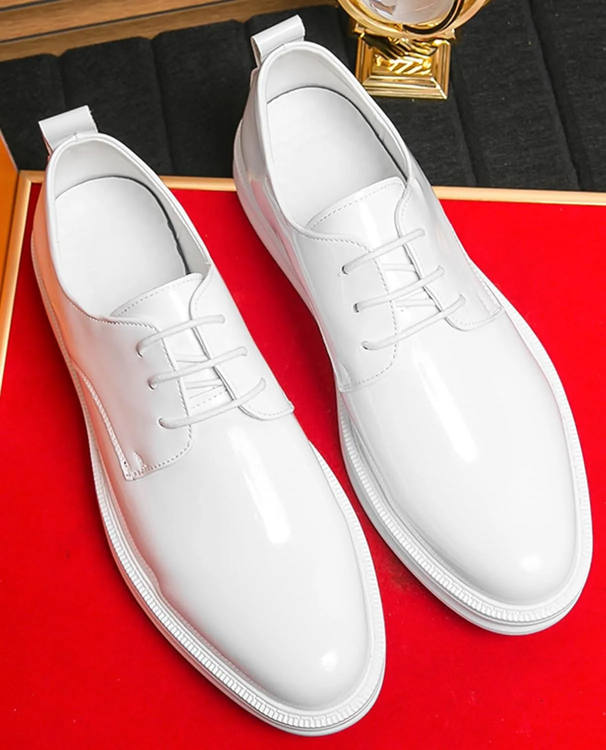 Mens Sneakers Black Prom Dress Oxfords Tuxedo Leather Derby Fashion Business Comfortable Casual Walking Shoes