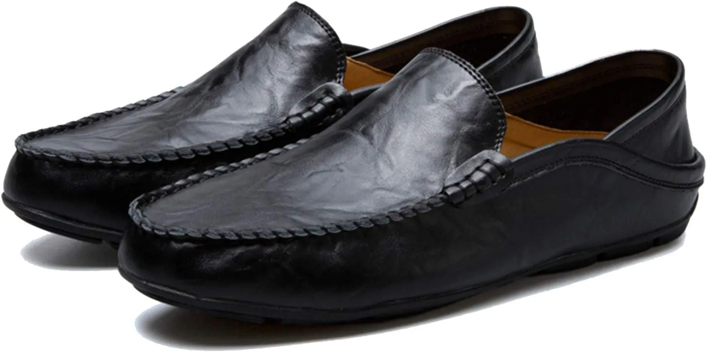 Men’s Soft Leather Slip On Loafers Flats Moccasins Oxfords Shoes Casual Driving Shoes Slippers