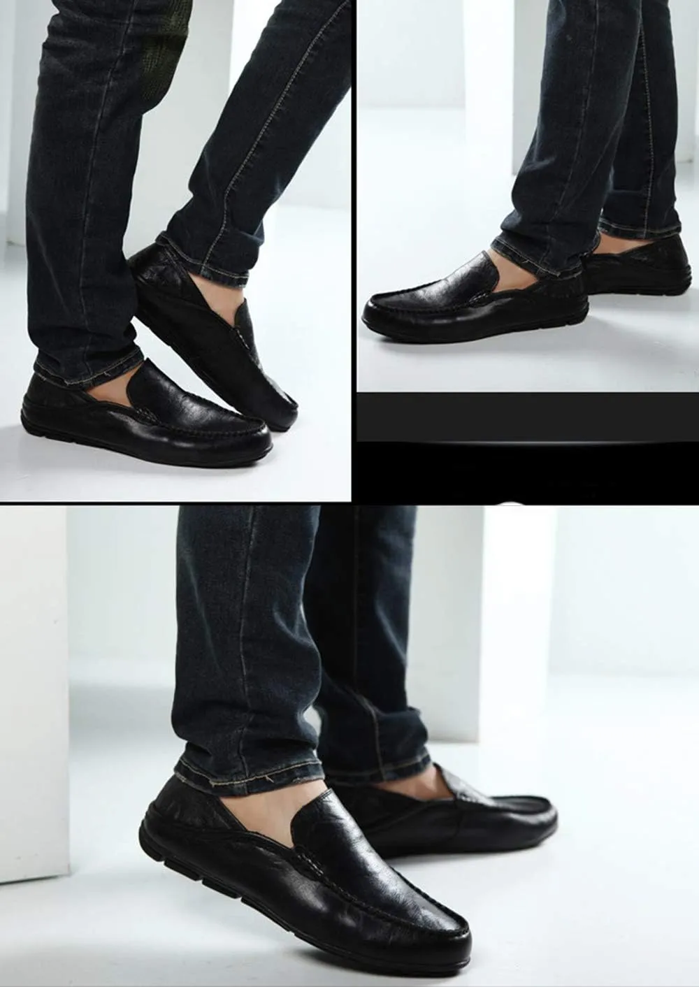 Men’s Soft Leather Slip On Loafers Flats Moccasins Oxfords Shoes Casual Driving Shoes Slippers