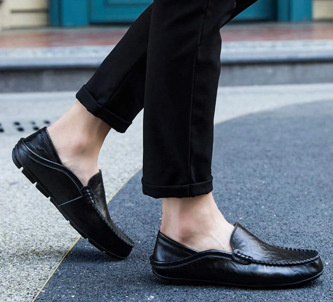 Men’s Soft Leather Slip On Loafers Flats Moccasins Oxfords Shoes Casual Driving Shoes Slippers