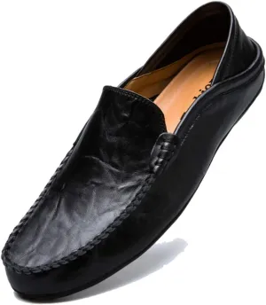 Men’s Soft Leather Slip On Loafers Flats Moccasins Oxfords Shoes Casual Driving Shoes Slippers