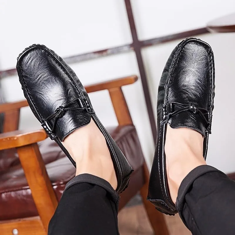 Men's Square Toe PU Leather Tassel Loafers - Lightweight, Slip-Resistant, Classic Driving Style Slip-On Shoes