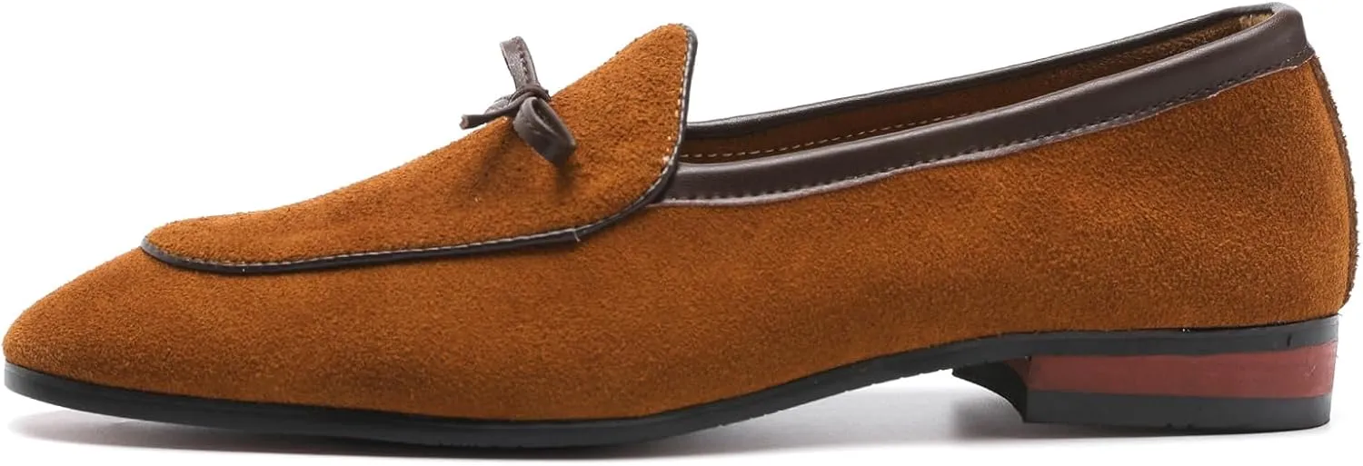 Men's Suede Bow Penny Loafers Casual Driving Slip On Tuxedo Dress Shoes Fashion Wedding Party Prom Shoes