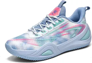 Men's Women's High-Top Basketball Shoes - Breathable Mesh with Cushioned Midsole & Non-Slip Rubber Outsole, Vibrant Split-Color Design Sport Shoes, Indoor/Outdoor Court Sneakers