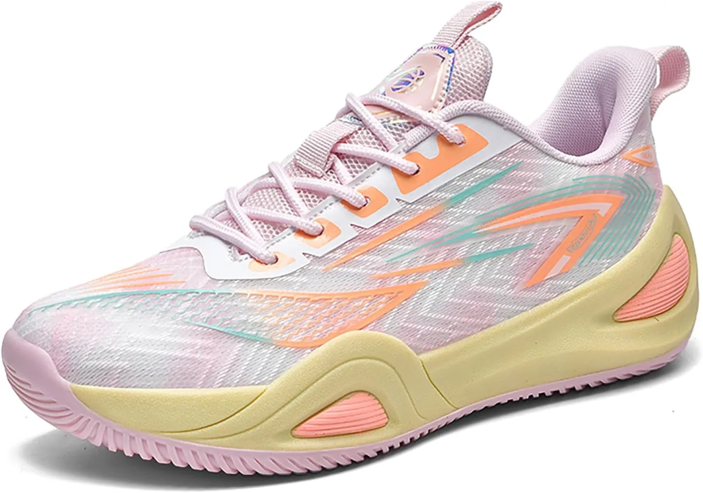 Men's Women's High-Top Basketball Shoes - Breathable Mesh with Cushioned Midsole & Non-Slip Rubber Outsole, Vibrant Split-Color Design Sport Shoes, Indoor/Outdoor Court Sneakers