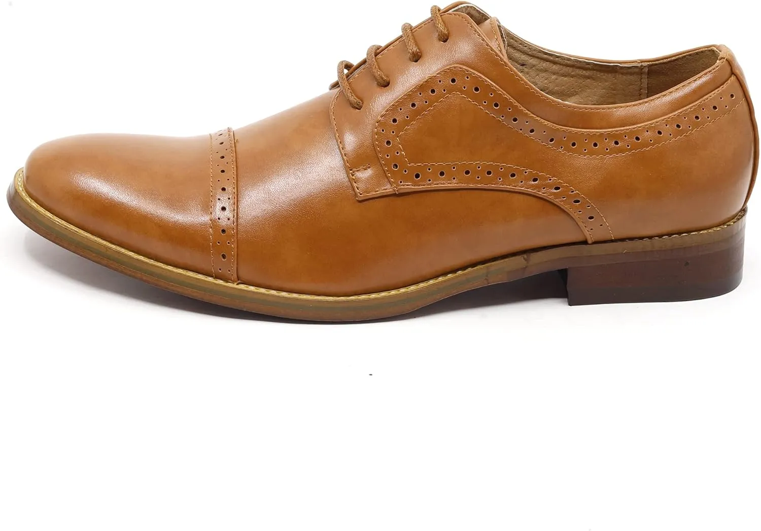 Metrocharm MC601 Men's Lace Up Cap Toe Perforated Classic Dress Shoe