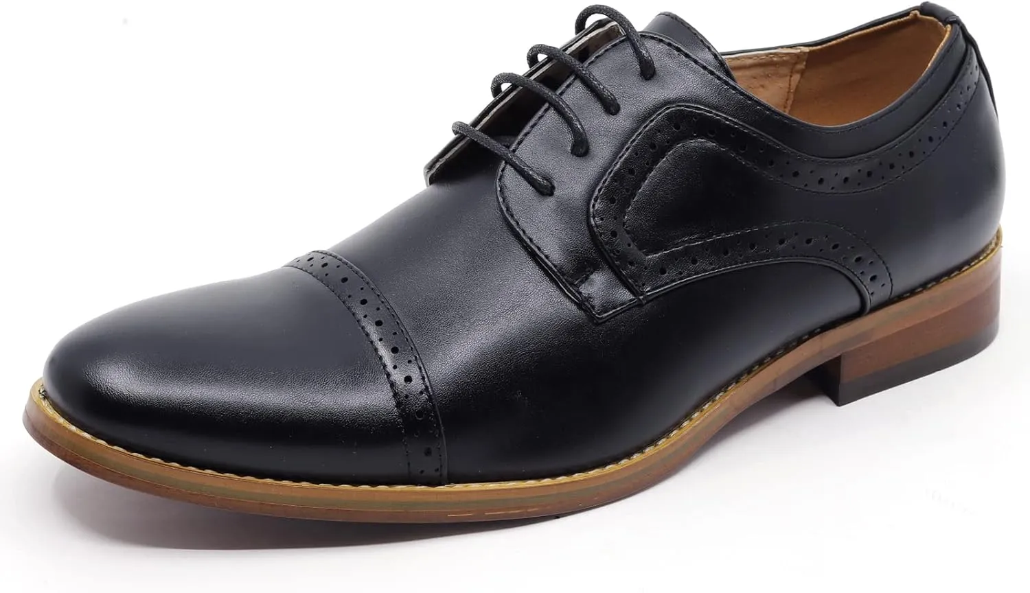 Metrocharm MC601 Men's Lace Up Cap Toe Perforated Classic Dress Shoe