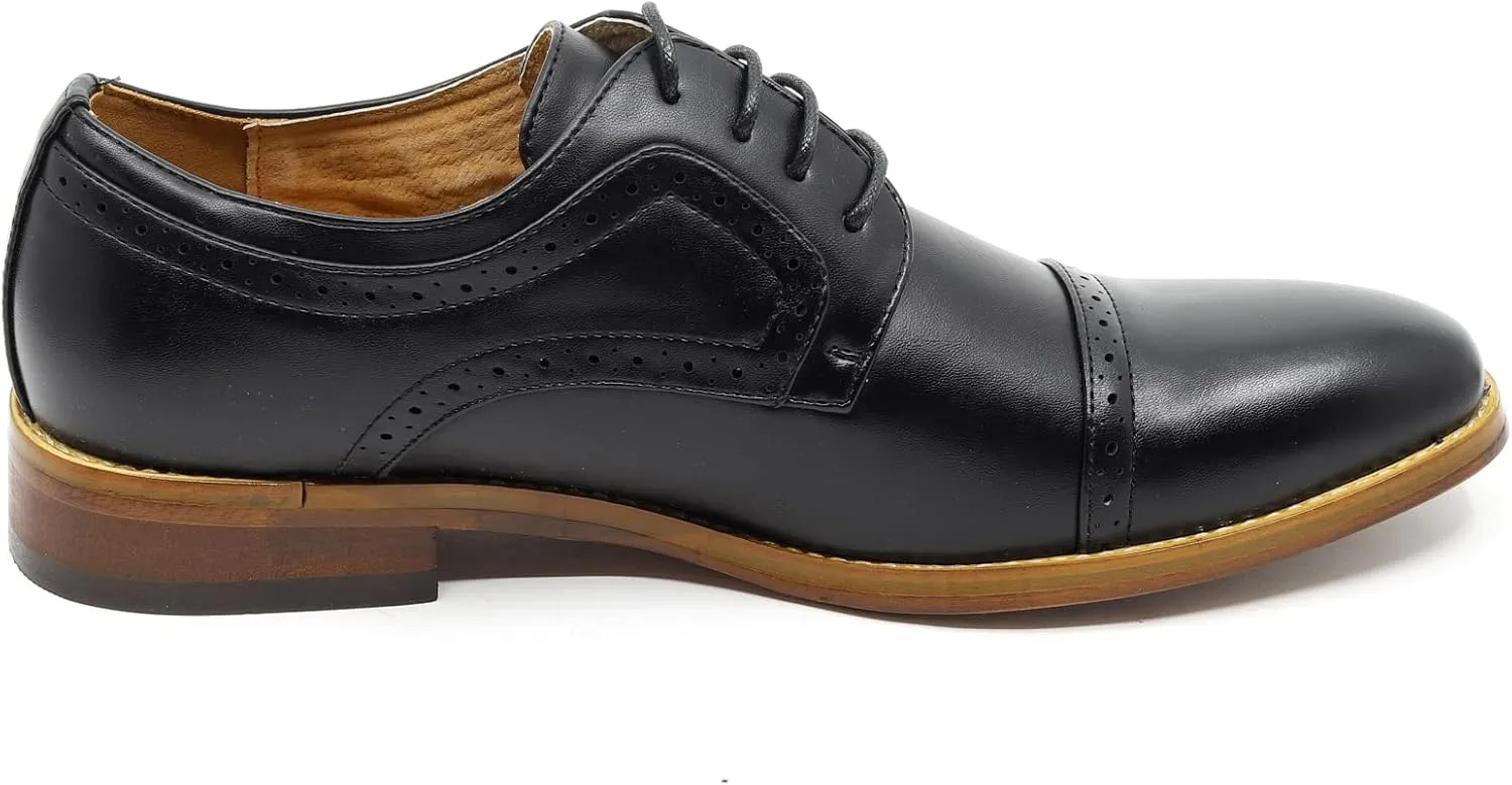 Metrocharm MC601 Men's Lace Up Cap Toe Perforated Classic Dress Shoe