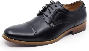 Metrocharm MC601 Men's Lace Up Cap Toe Perforated Classic Dress Shoe