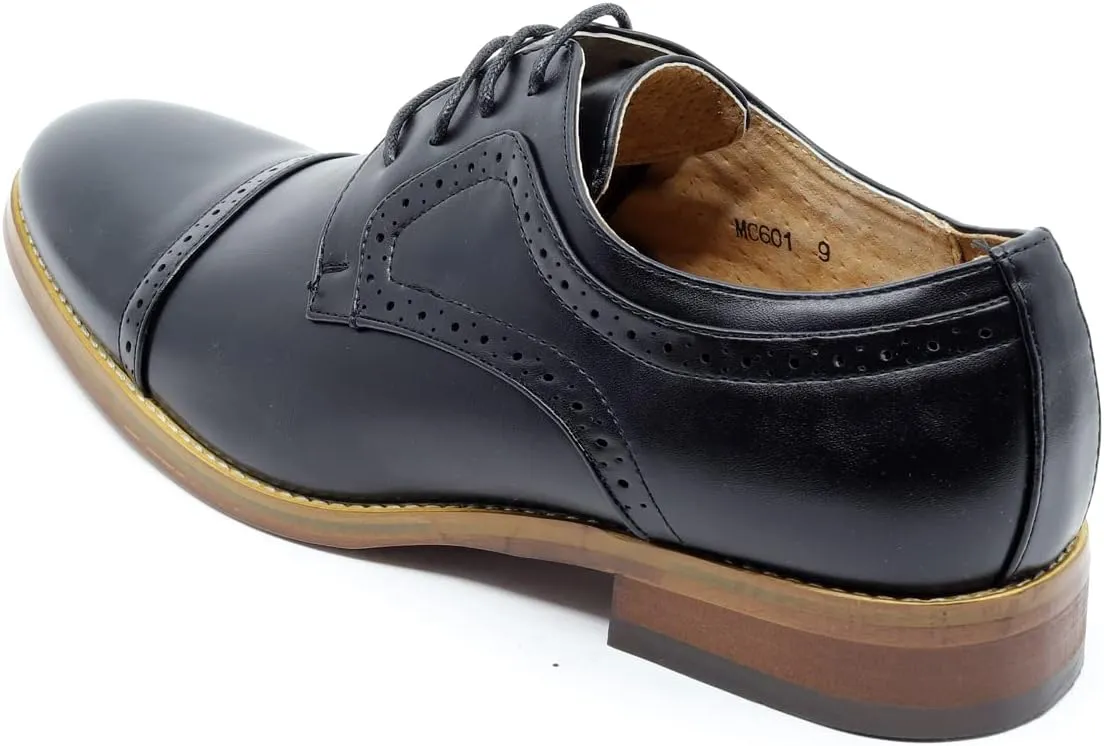 Metrocharm MC601 Men's Lace Up Cap Toe Perforated Classic Dress Shoe