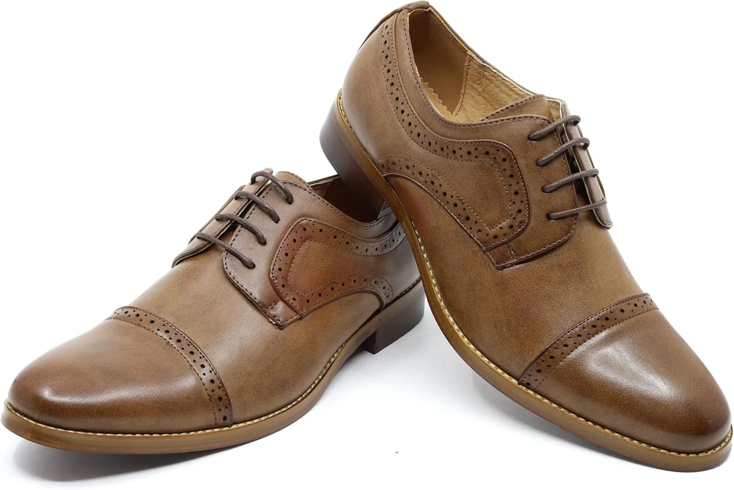 Metrocharm MC601 Men's Lace Up Cap Toe Perforated Classic Dress Shoe