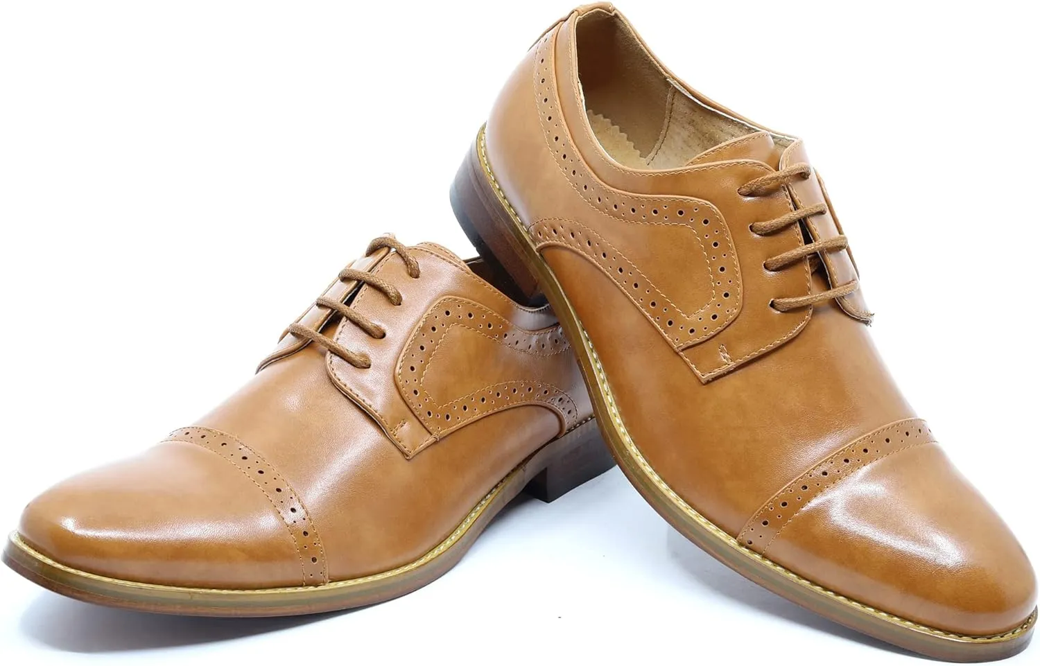 Metrocharm MC601 Men's Lace Up Cap Toe Perforated Classic Dress Shoe