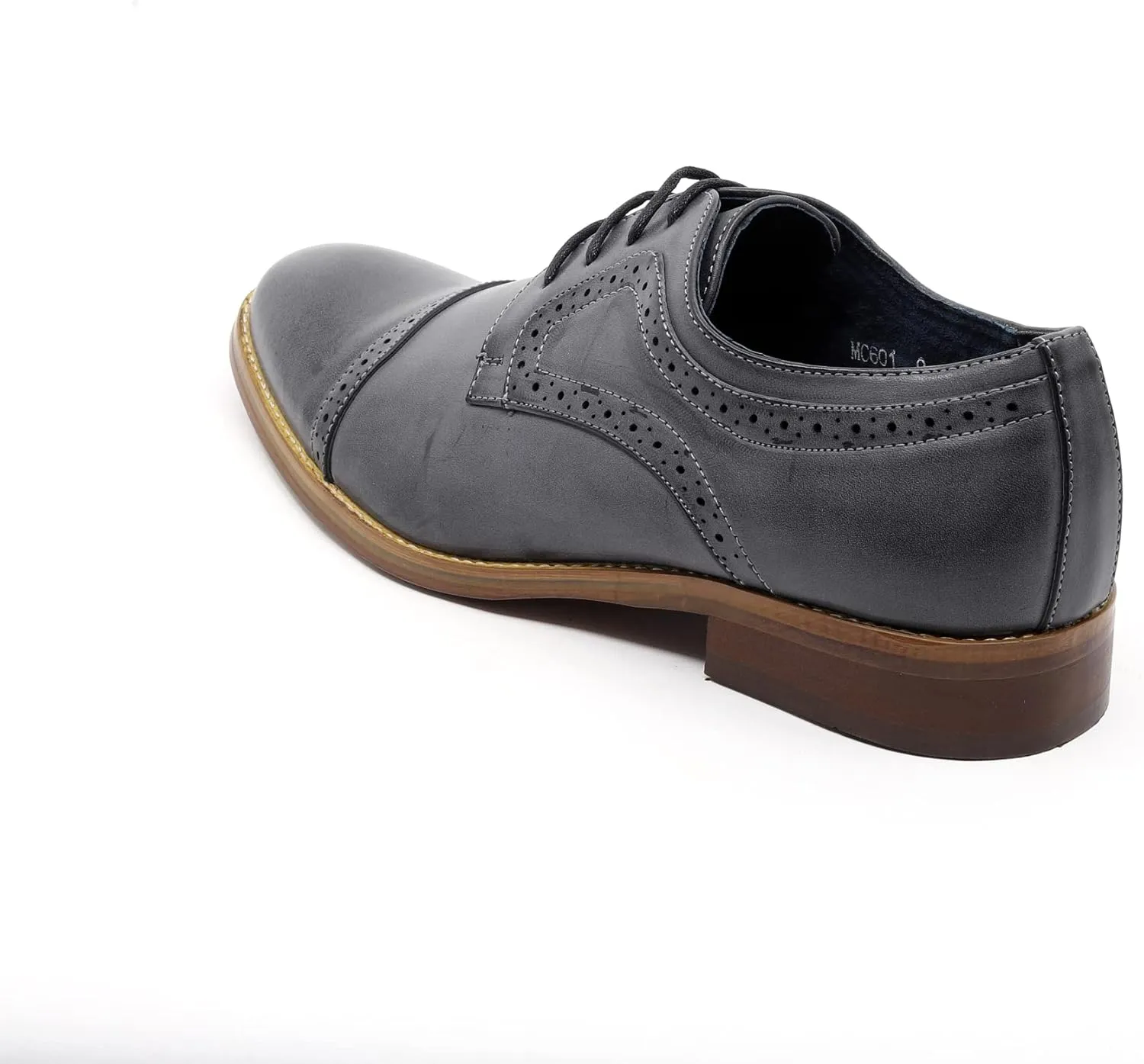 Metrocharm MC601 Men's Lace Up Cap Toe Perforated Classic Dress Shoe