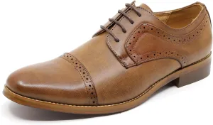 Metrocharm MC601 Men's Lace Up Cap Toe Perforated Classic Dress Shoe