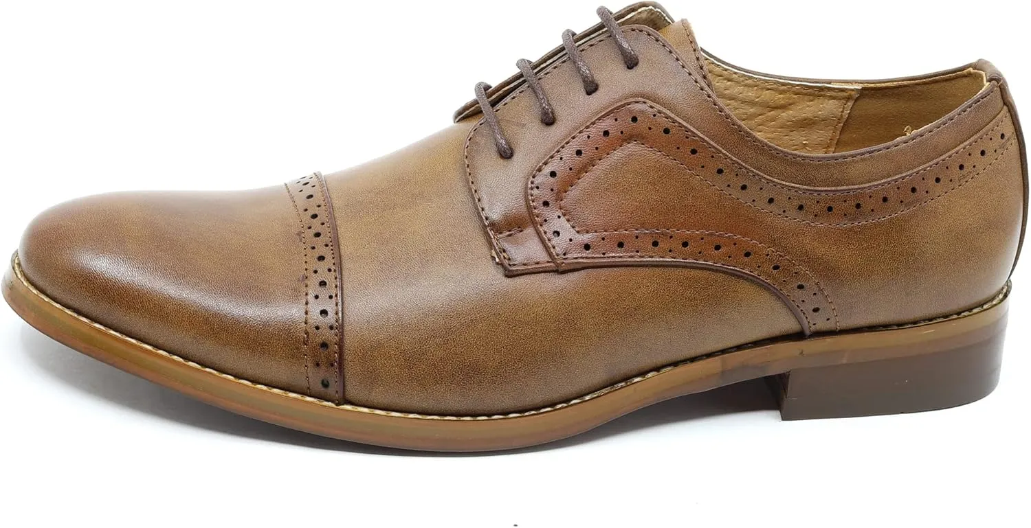 Metrocharm MC601 Men's Lace Up Cap Toe Perforated Classic Dress Shoe