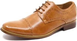 Metrocharm MC601 Men's Lace Up Cap Toe Perforated Classic Dress Shoe