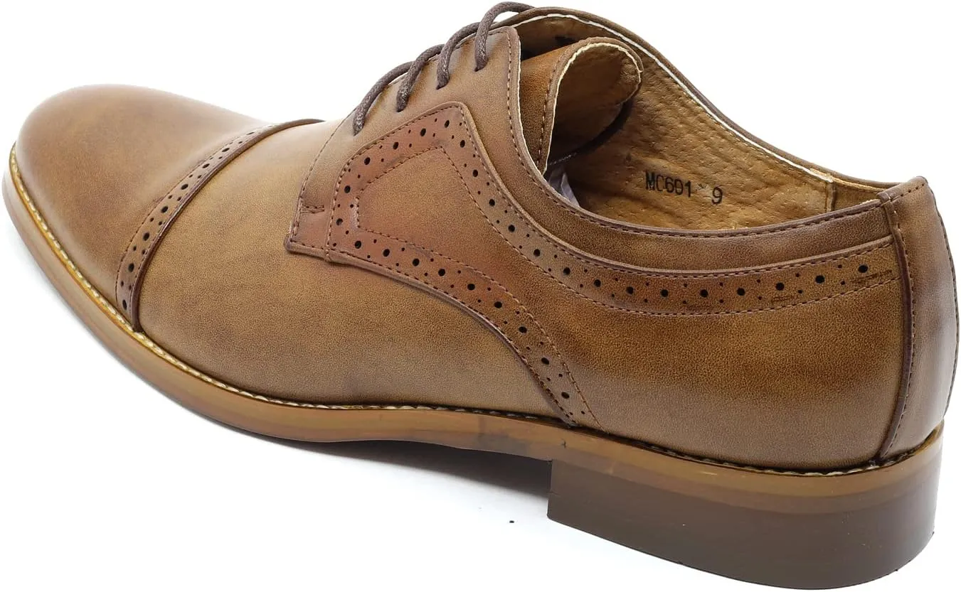 Metrocharm MC601 Men's Lace Up Cap Toe Perforated Classic Dress Shoe