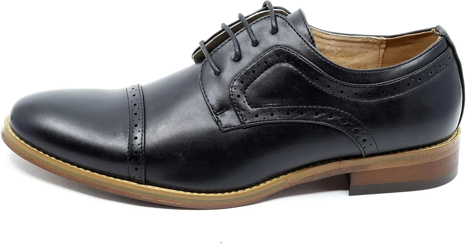Metrocharm MC601 Men's Lace Up Cap Toe Perforated Classic Dress Shoe