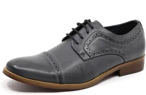Metrocharm MC601 Men's Lace Up Cap Toe Perforated Classic Dress Shoe