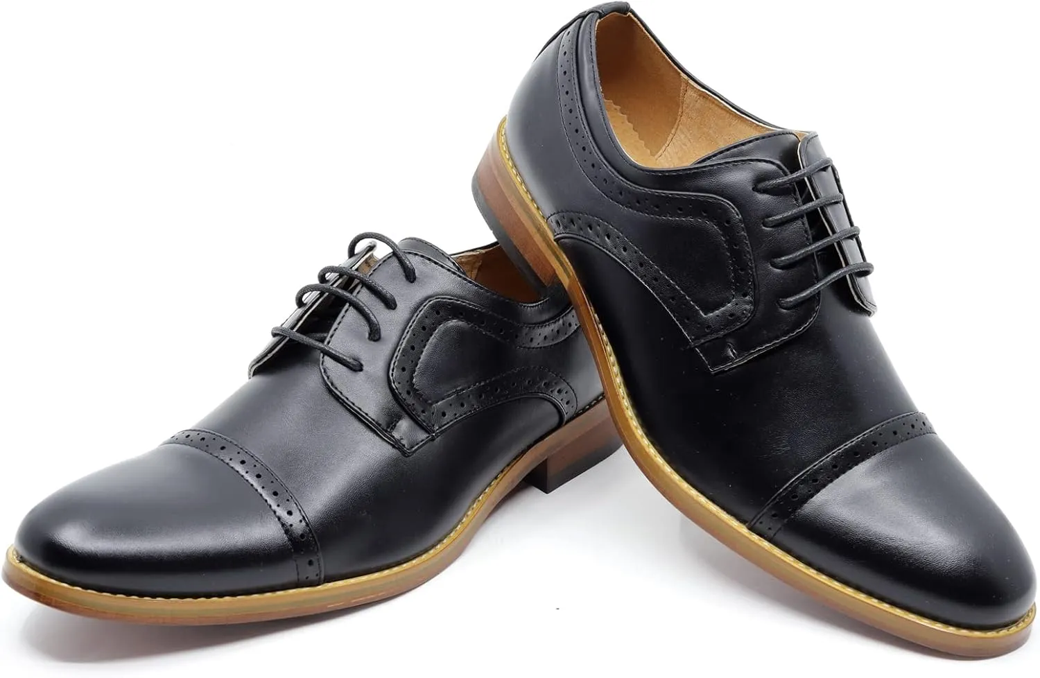 Metrocharm MC601 Men's Lace Up Cap Toe Perforated Classic Dress Shoe