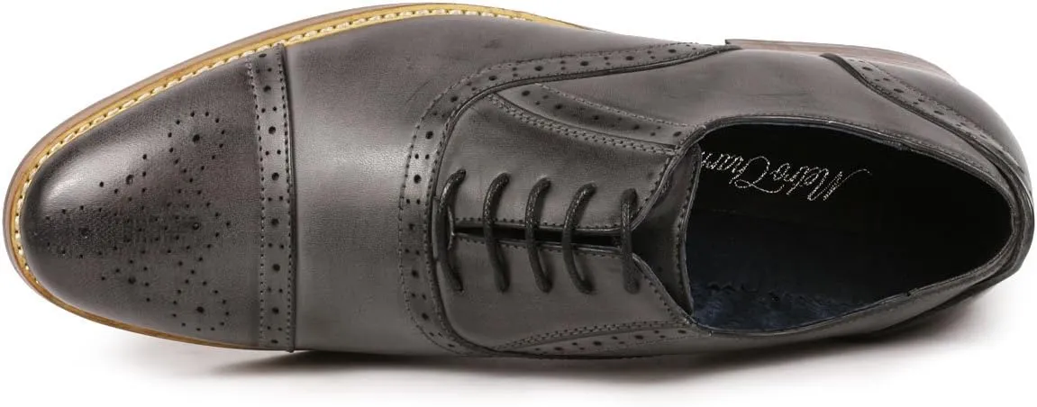 Metrocharm MC602 Men's Lace Up Cap Toe Perforated Classic Dress Shoe