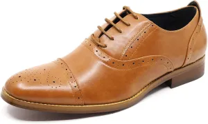 Metrocharm MC602 Men's Lace Up Cap Toe Perforated Classic Dress Shoe