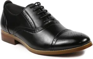 Metrocharm MC602 Men's Lace Up Cap Toe Perforated Classic Dress Shoe