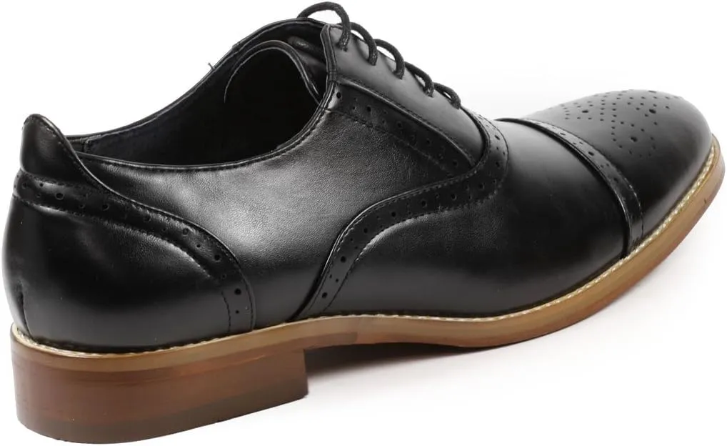 Metrocharm MC602 Men's Lace Up Cap Toe Perforated Classic Dress Shoe