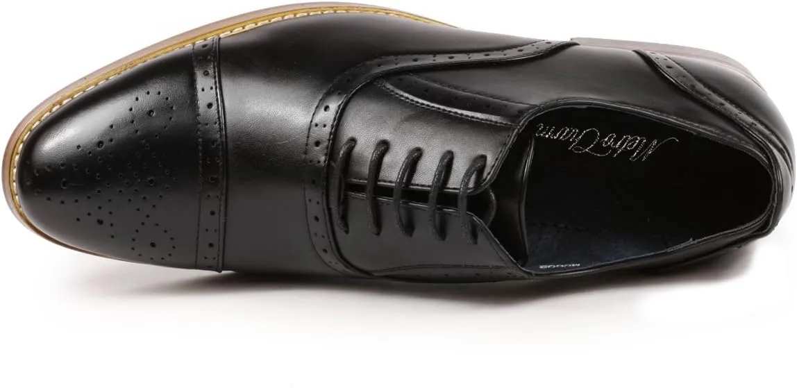 Metrocharm MC602 Men's Lace Up Cap Toe Perforated Classic Dress Shoe