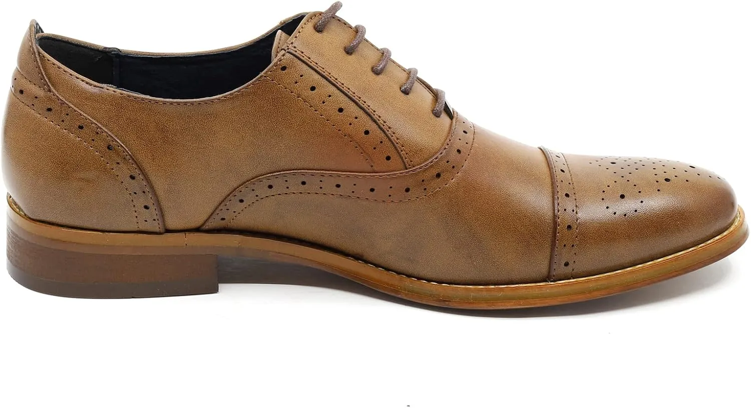 Metrocharm MC602 Men's Lace Up Cap Toe Perforated Classic Dress Shoe