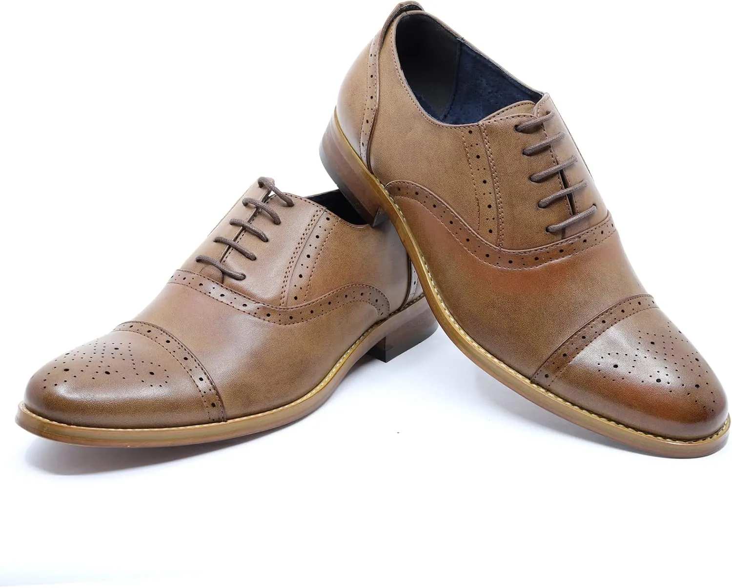 Metrocharm MC602 Men's Lace Up Cap Toe Perforated Classic Dress Shoe
