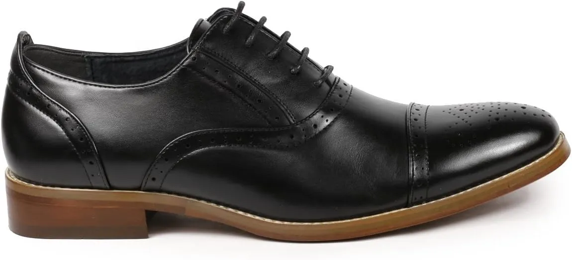 Metrocharm MC602 Men's Lace Up Cap Toe Perforated Classic Dress Shoe