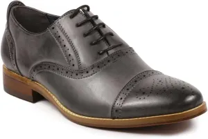 Metrocharm MC602 Men's Lace Up Cap Toe Perforated Classic Dress Shoe