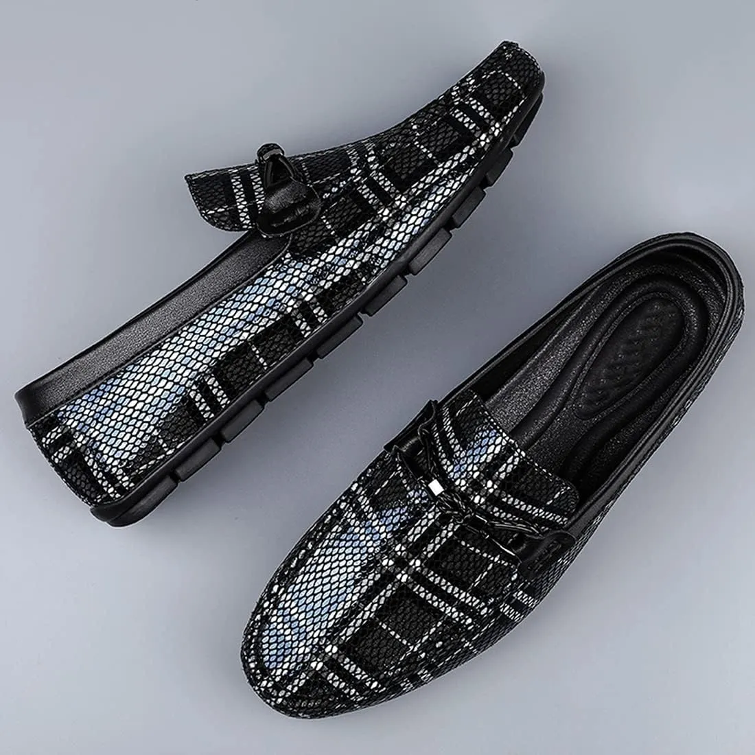 Minishion Mens Dress Loafers Fashion Printed Soft Slip-ons 1259#