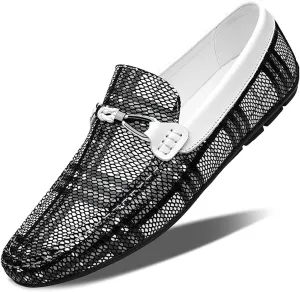 Minishion Mens Dress Loafers Fashion Printed Soft Slip-ons 1259#