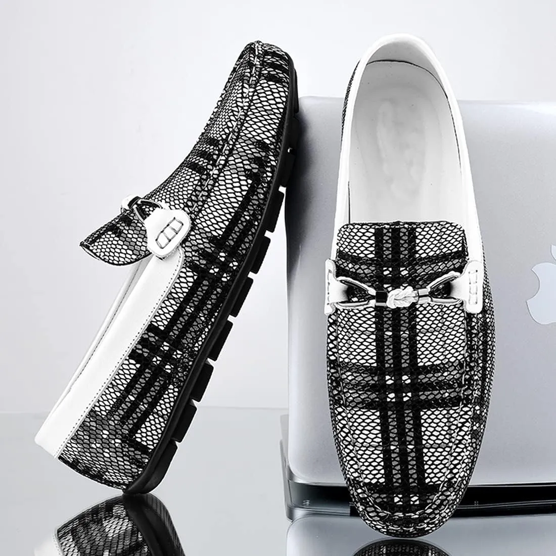 Minishion Mens Dress Loafers Fashion Printed Soft Slip-ons 1259#
