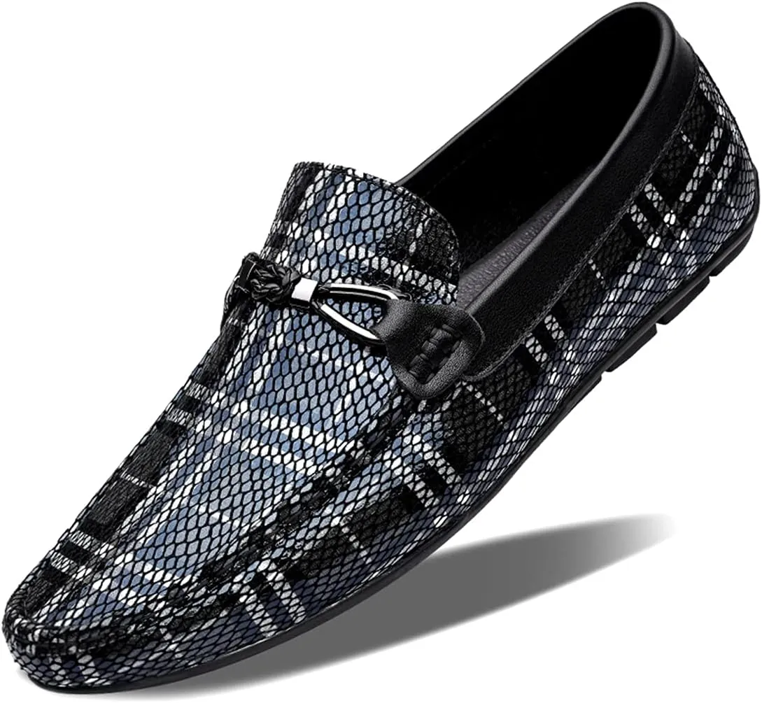 Minishion Mens Dress Loafers Fashion Printed Soft Slip-ons 1259#