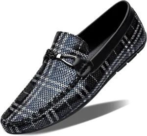Minishion Mens Dress Loafers Fashion Printed Soft Slip-ons 1259#