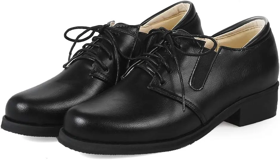 MIOKE Women's Classic Flat Oxford Shoes Lace Up Round Toe Comfort Low Heel Western School Oxfords Brogues