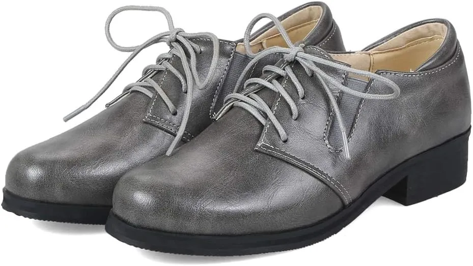 MIOKE Women's Classic Flat Oxford Shoes Lace Up Round Toe Comfort Low Heel Western School Oxfords Brogues