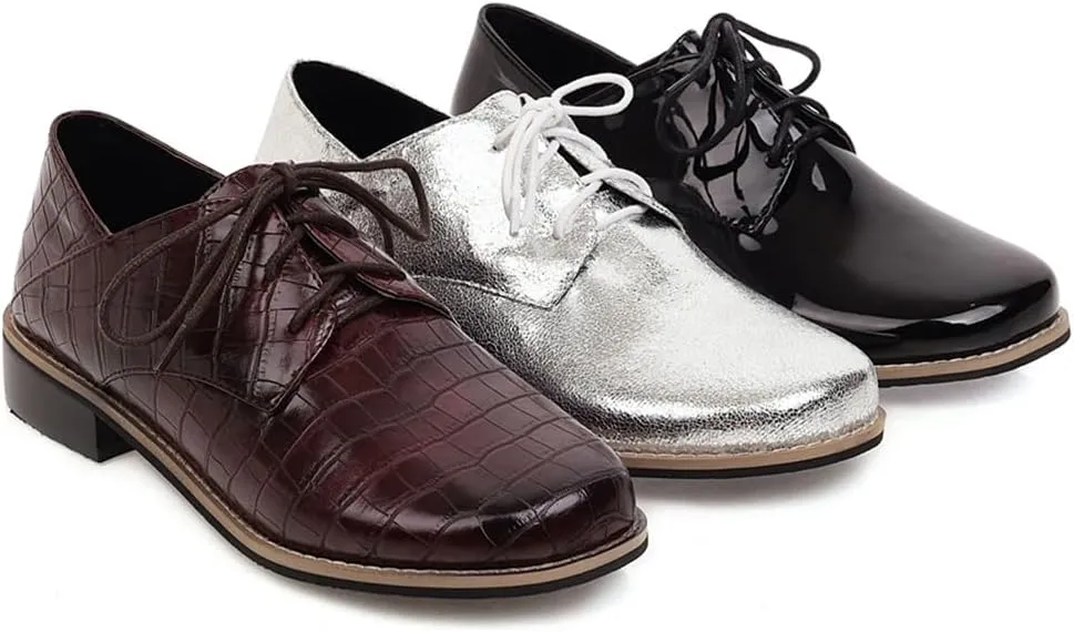 MIOKE Women's Classic Flat Saddle Oxford Shoes Lace Up Comfort Low Heel Western School Oxfords Loafers