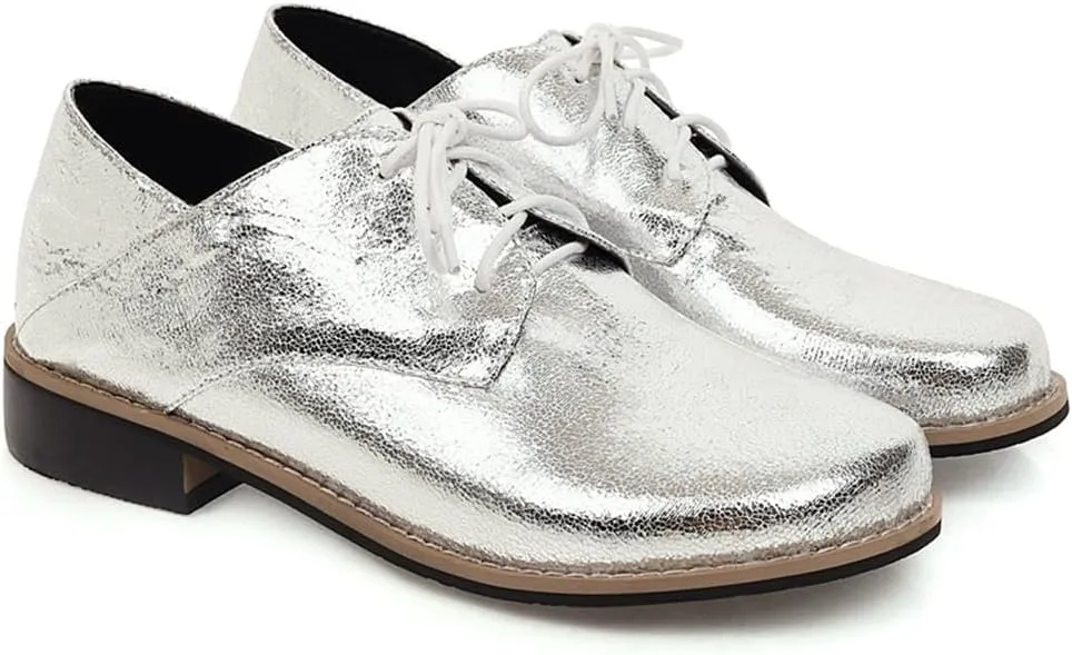 MIOKE Women's Classic Flat Saddle Oxford Shoes Lace Up Comfort Low Heel Western School Oxfords Loafers