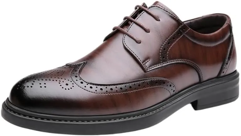 Modern Comfort Lace-Up Brogue Oxfords Men's Low Top Non Slip Breathable Walking Shoes Daily Casual Business Leather Shoes