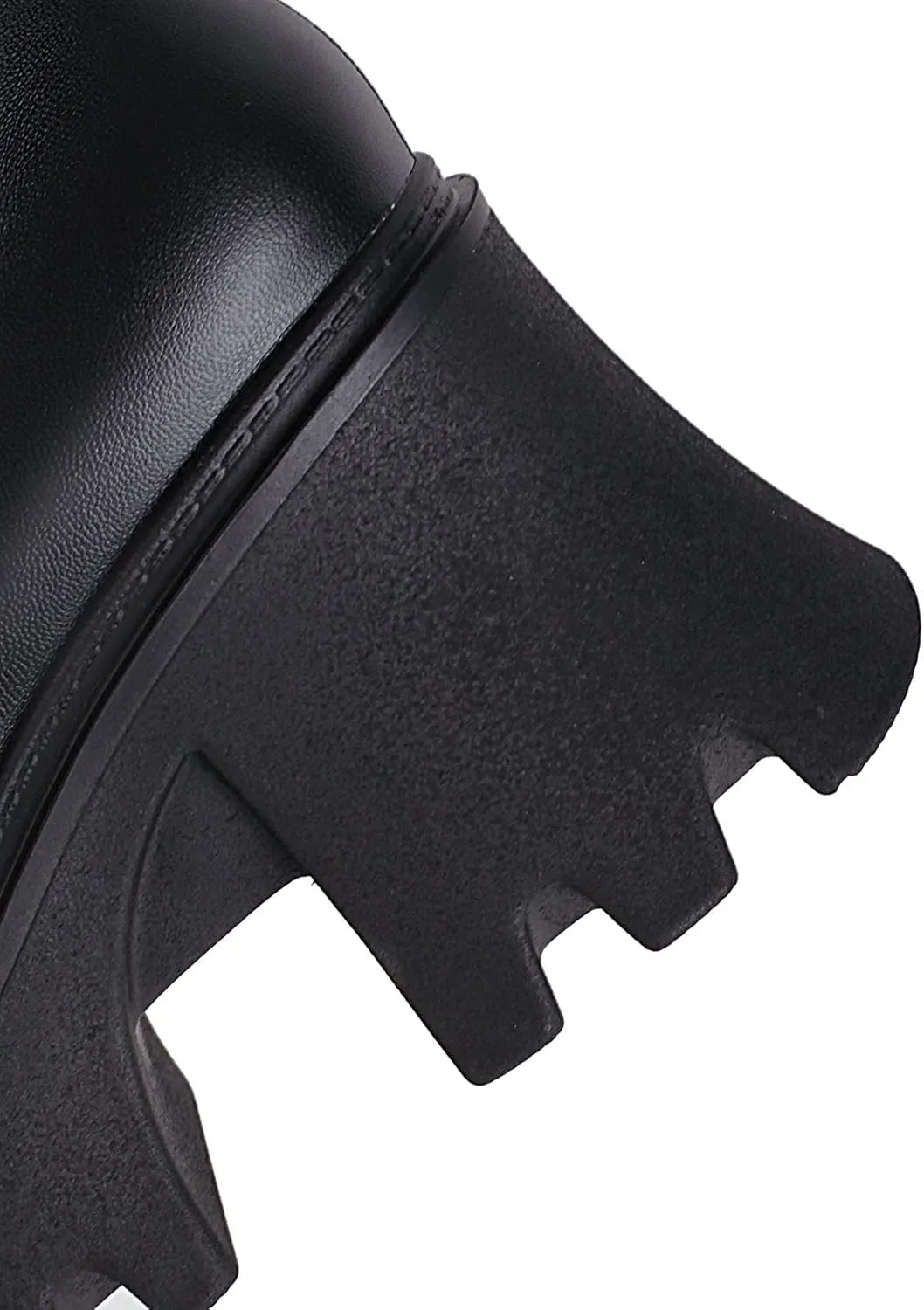 oiangi Womens Chunky Heel Long Boots Fashion Square Toe Zipper Leather Slip On High Heel Over the Knee Boots Winter Comfortable Casual Platform Shoes
