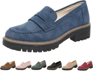 Orthopedic Platform Loafers Comfort Orthopedic Shoes, Chunky Loafers Womens Round Toe Walking Shoe, Orthoture Slip on Shoes