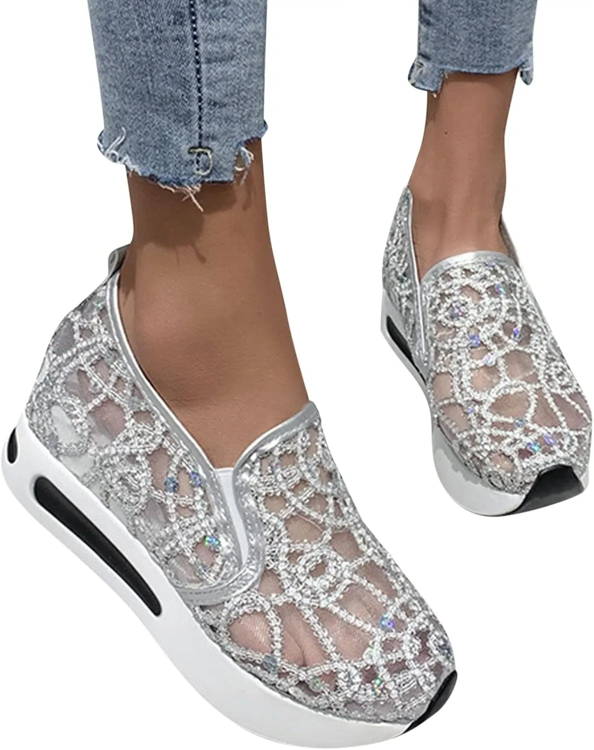 Platform Sneakers for Women 2023 Slip On Shoes Women Wide Mule Work Out Shoes Gym for Women Wide Womens High Top Sneakers Black Zapatos De Mujer para Hacer Ejercicio