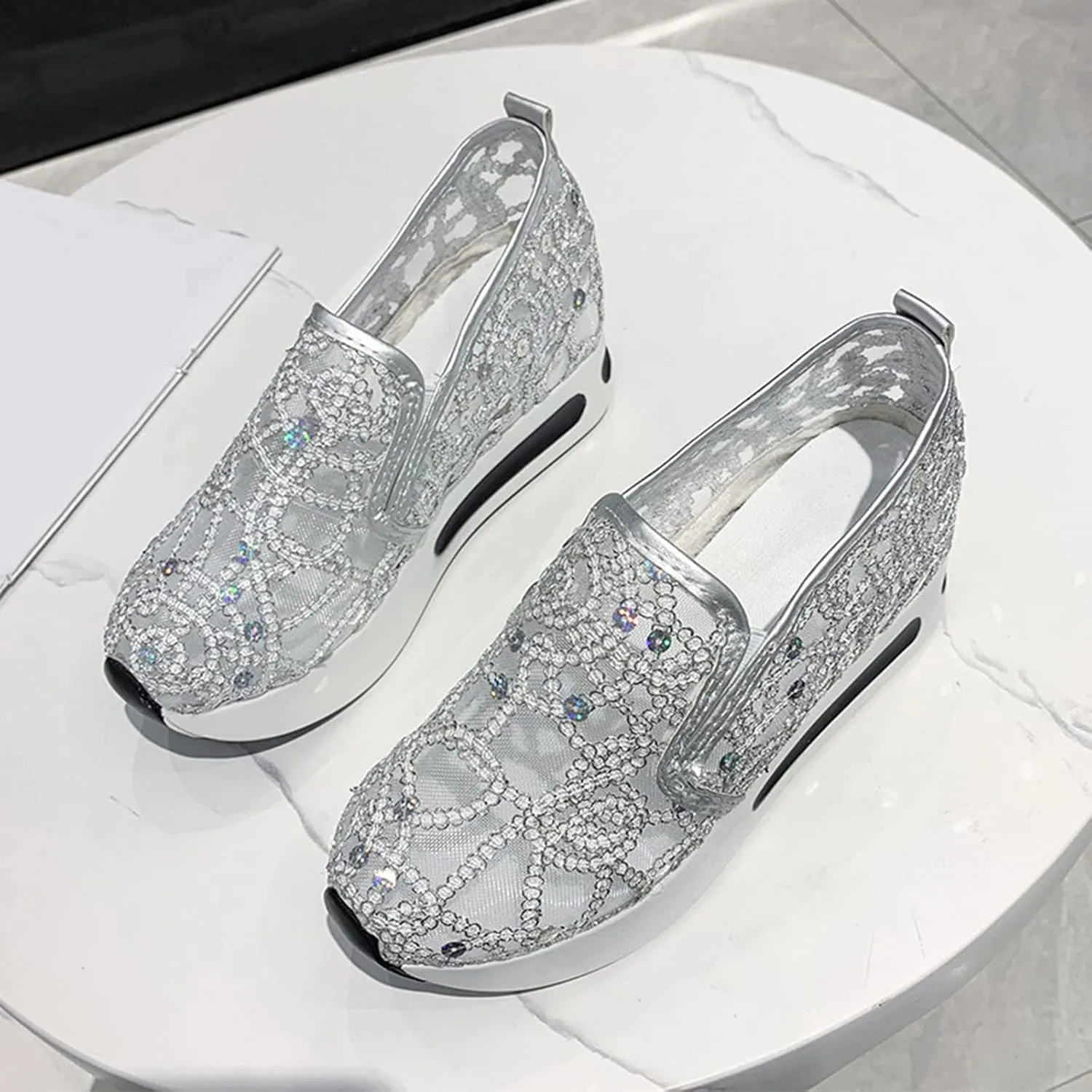 Platform Sneakers for Women 2023 Slip On Shoes Women Wide Mule Work Out Shoes Gym for Women Wide Womens High Top Sneakers Black Zapatos De Mujer para Hacer Ejercicio