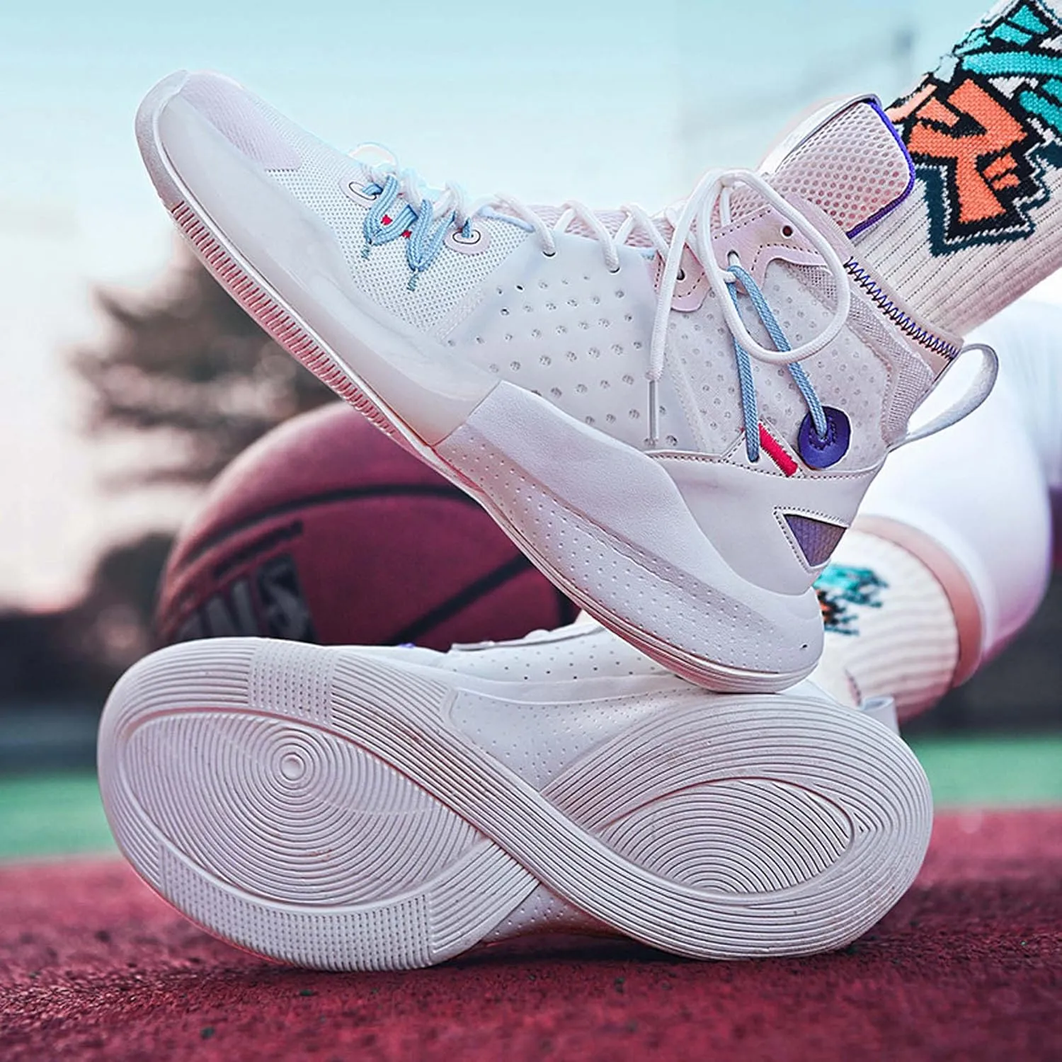 Professional High Top Basketball Shoes Men's Fashion Anti Slip High Top Sneakers Combat Basketball Sneakers Outdoor Casual Walking Breathable Training Running Shoes