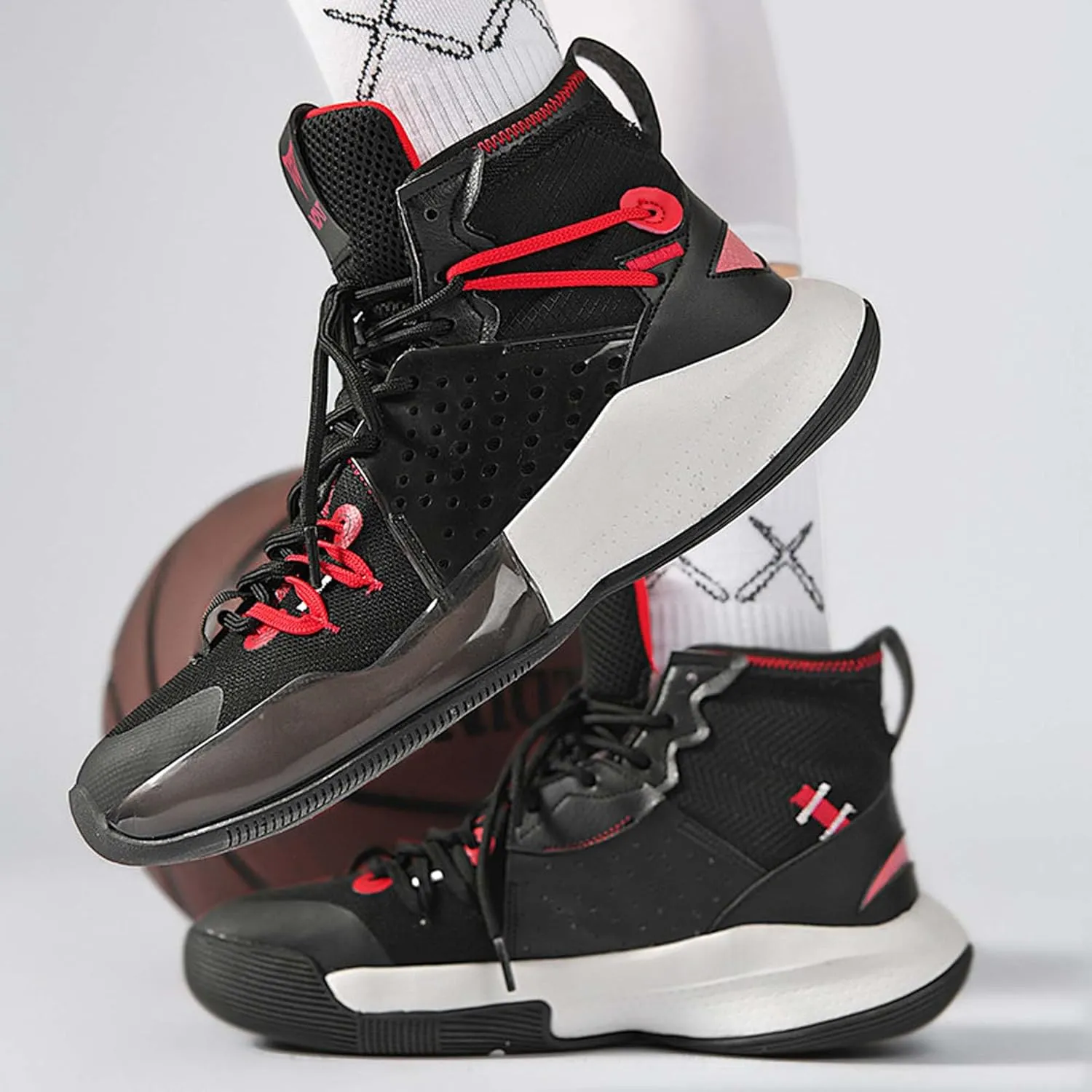 Professional High Top Basketball Shoes Men's Fashion Anti Slip High Top Sneakers Combat Basketball Sneakers Outdoor Casual Walking Breathable Training Running Shoes